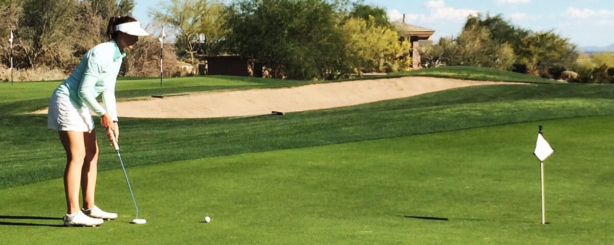 Armana Christianson using the 1 Swing Golf putting tips to improve her short game.